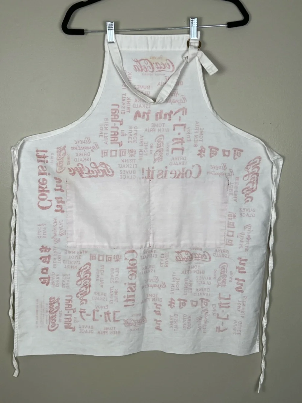Coca Cola Vintage 1984‎ Script Logo White Red Kitchen BBQ Pocket Apron Leshner